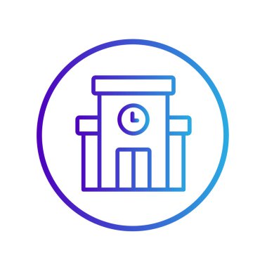 Beyaz arka planda izole edilmiş tren istasyonu simgesi. Web sitesi tasarımın için, logo, uygulama, Ui. Vektör grafik çizimi ve düzenlenebilir felç. Eps 10.