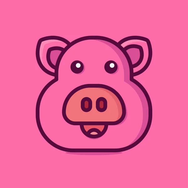 Pig Vector Icon Illustration Flat Cartoon Style Suitable Web Landing — Stock Vector