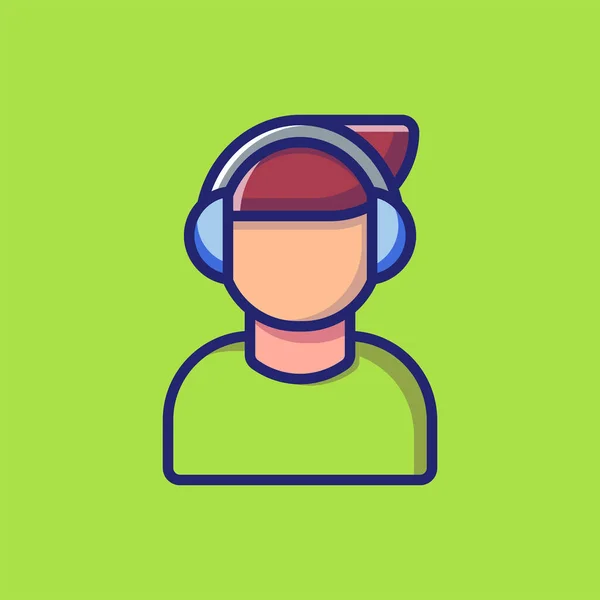 Listening Vector Icon Illustration Style Dessin Animé Plat Adapté Page — Image vectorielle