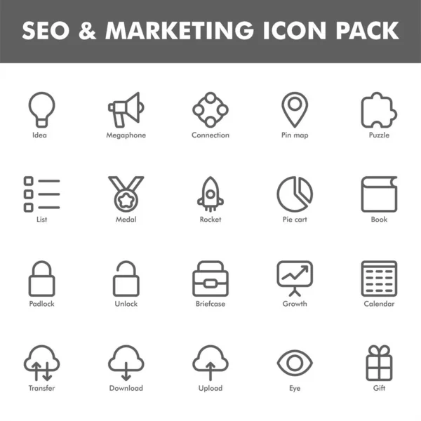 Paquete Iconos Seo Marketing Aislado Sobre Fondo Blanco Para Diseño — Vector de stock