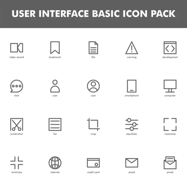 Paquete Iconos Interfaz Usuario Aislado Sobre Fondo Blanco Para Diseño — Vector de stock