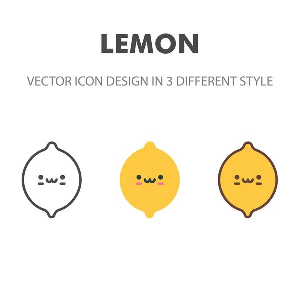 limon ikonu. Kawai ve şirin yemek çizimleri. Web sitesi tasarımın için, logo, uygulama, UI. Vektör grafik çizimi ve düzenlenebilir felç. EPS 10.