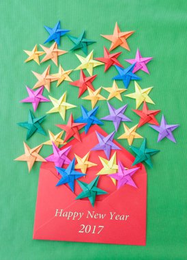 Colorful origami stars clipart