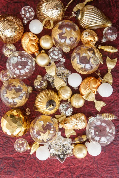 Golden and white christmas ornaments