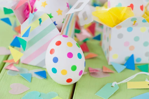 Easter eggs with colorful stickers — Stock Photo, Image