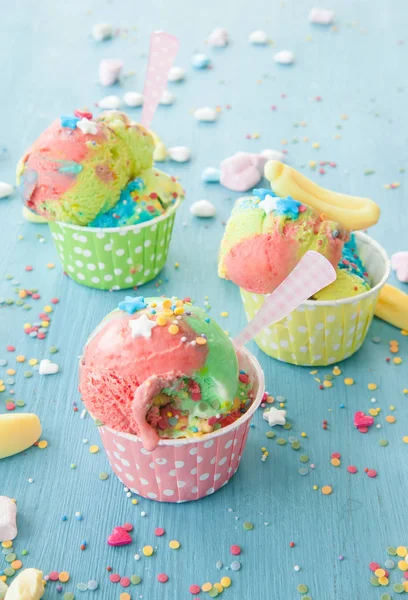 Colorful unicorn ice cream — Stock Photo, Image