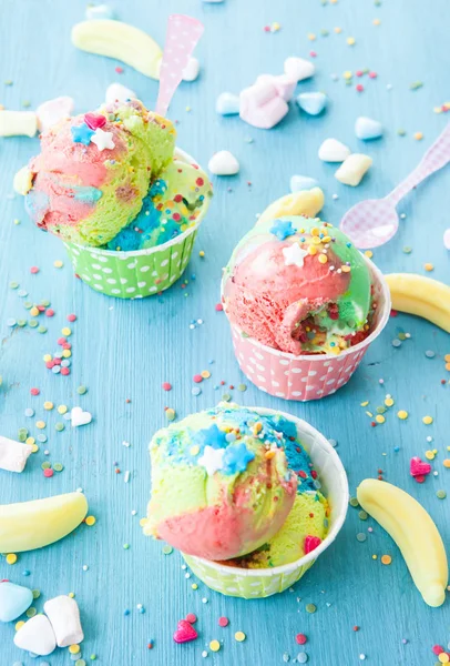 Colorful unicorn ice cream — Stock Photo, Image