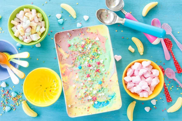 Colorful unicorn ice cream — Stock Photo, Image