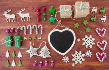 Rustik arka plan christmas dekorasyon ile