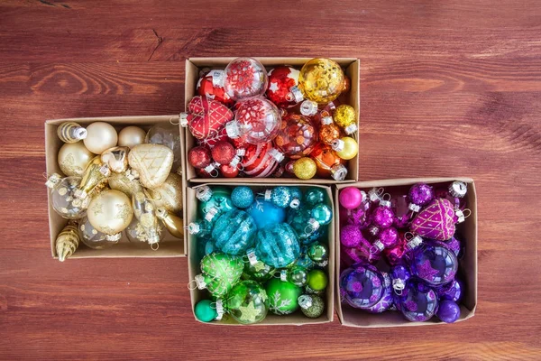Christmas baubles in rainbow colors — Stock Photo, Image