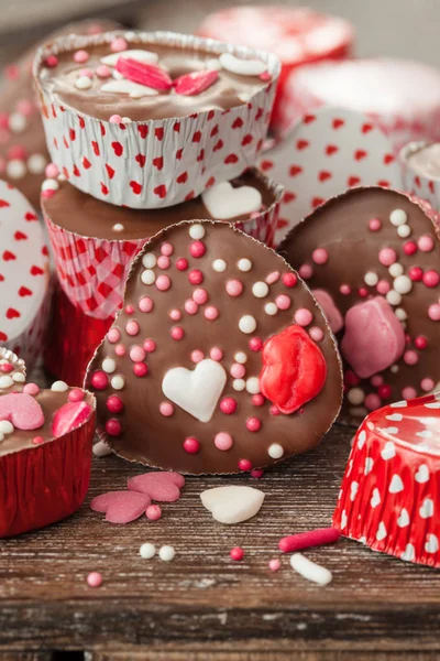 Homemade chocolates with sprinkles — Stock Photo, Image