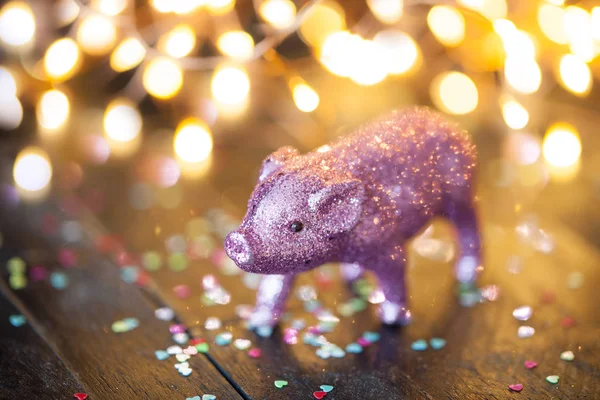 Kleine roze varken als een gelukkige charme — Stockfoto