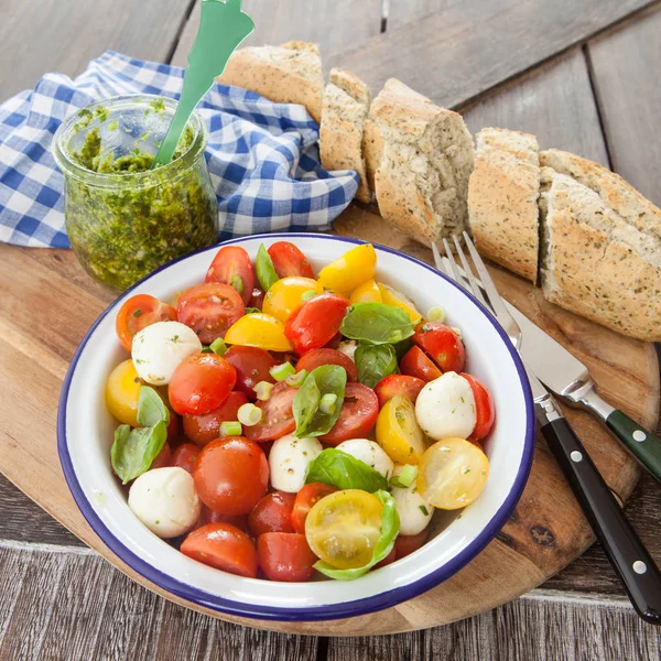 Färsk tomatsallad med ost — Stockfoto