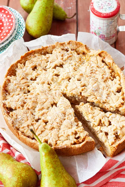 Torta de frutas frescas / bolo com peras — Fotografia de Stock