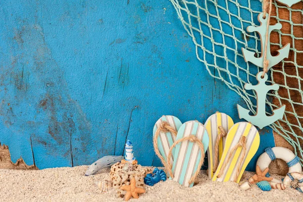 Концепция Пляжного Отдыха Песком Морской Раковиной — стоковое фото