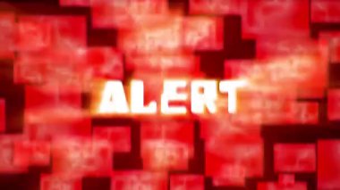 Kırmızı pencereler ve metin uyarı işareti uyarı gösteren bilgisayar monitör ü ekranın animasyonu ve sistemin hacklenmiş veya 4k ultra Hd ağ virüsü tarafından enfekte olduğunu yanıp sönen