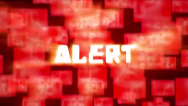 赤いウィンドウとテキストアラートの警告を示すコンピュータモニタ画面のアニメーションと、システムが4kウルトラHDでネットワークウイルスによってハッキングまたは感染したことを点滅 — ストック動画