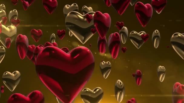 3D-animering av choklad och röda hjärtsymbol i lyx stil flyttar och spinning bakgrundsmönster i kärlek, bröllopsdag eller valentine koncept i 4k ultra Hd — Stockvideo