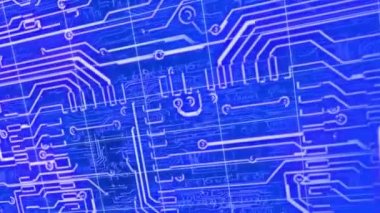 3d hareket grafik animasyon mavi parlak, elektrik elektronik arka plan deseni ile elektrik devresi şeklinde hareket ışık ve 4 k fütüristik konsept ultra Hd döngü sorunsuz