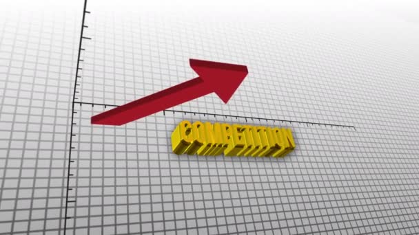 3D animation business graph diagram showing rapid competition or competitor growth with camera movement in square grid background in 4k ultra HD — Αρχείο Βίντεο