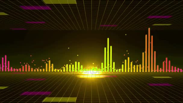 Sömlös 3d abstrakt animering av ljudvågen equalizer. I 3d geometriska kvadratiska abstrakt terräng wireframe zoomning med equalizer bakgrund. Med fyrkantiga blockmönster. Används för musik dans equalizer — Stockvideo