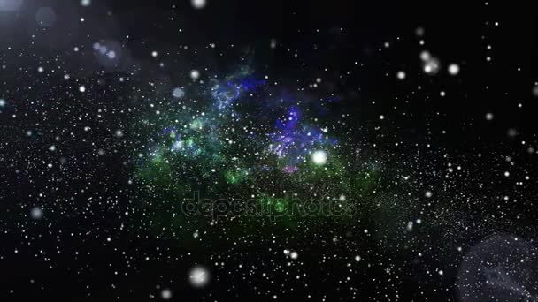 Animación 3D de galaxia y nebulosa que cambian de color con polvo de estrellas de luz brillante. Colorida galaxia flotando con polvo de estrellas en el universo espacial concepto en 4k . — Vídeo de stock