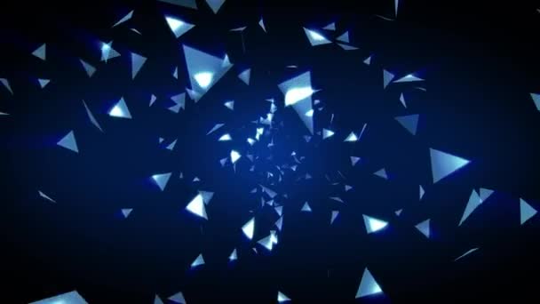 3D abstraktes blaues Polygon geometrisches Dreieck Lichtform zoomen. Geometrie Dreieck Form Bewegung Grafik Dekoration Hintergrund Muster auf 4k — Stockvideo