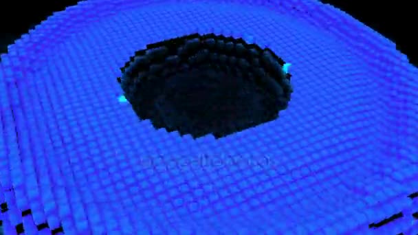 Píxel 3D inconsútil geométrico azul abstracto polígono cuadrado círculo píxel ondulación en movimiento y expansión en 4k ultra HD — Vídeo de stock