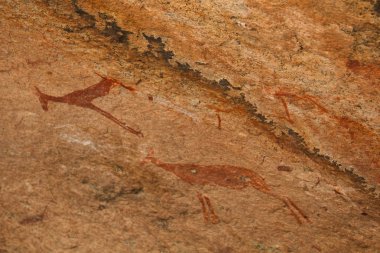 Antik kaya Resim Sergisi Afrika Dağları iyon bej renkli bir arka plan