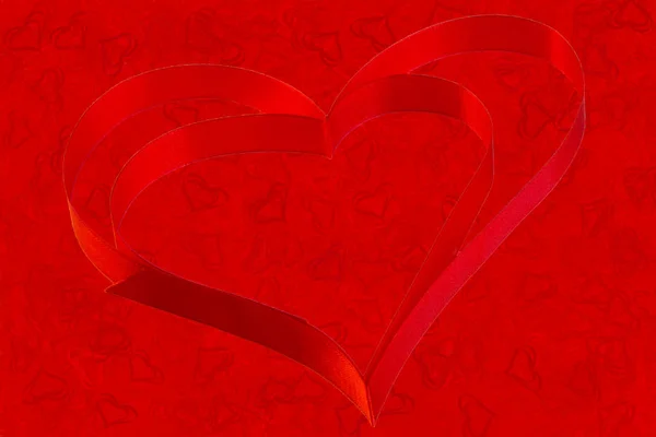 Red background of red hearts for screensavers and postcards and — Stock Photo, Image