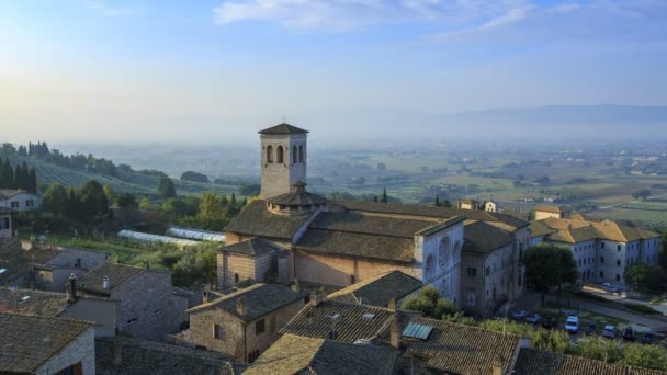 Assisi Timelapse St. Peters Abbey 4K Long 'da Sabah — Stok video