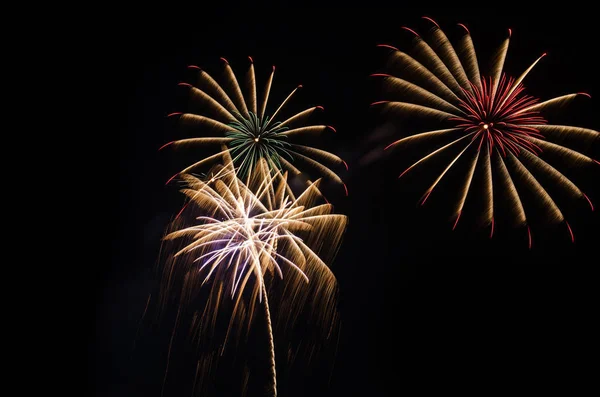 Fuochi d'artificio colorati illuminano il cielo — Foto Stock