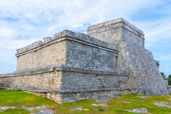Ruínas Antigo Tulum Arquitetura Maya Antigo Vista Com Templo Outros — Fotografia de Stock