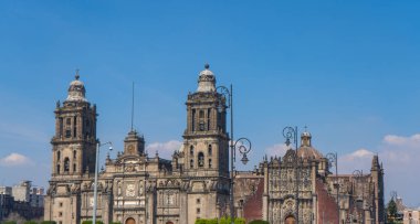 Mexico City 'deki Metropolitan Katedrali. Koloni mimarisinin ayrıntıları. Seyahat fotoğrafı. Duvar kağıdı ya da arka plan. Latin Amerika.