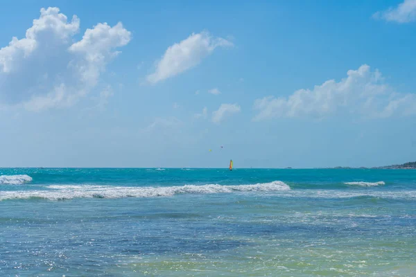 Costa Del Mar Caribe Cielo Azul Con Nubes Agua Turquesa — Foto de Stock