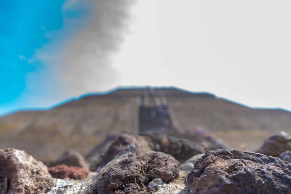 Piramide Solare Teotihuacan Vista Con Cielo Foto Viaggio Sfondo Carta — Foto Stock