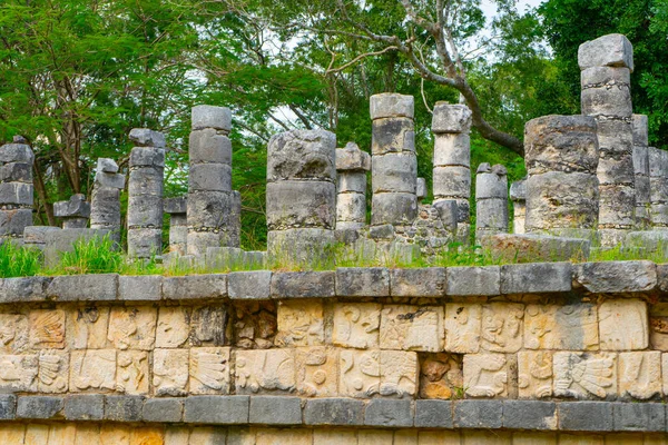 Group of a Thousand Columns.  Chichen Itza archaeological site. Architecture of ancient maya civilization. Travel photo or wallpaper. Yucatan. Mexico.