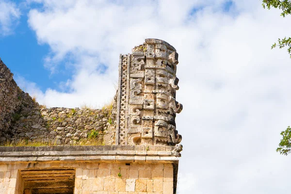 Fragmento Palácio Governador Quadrilátero Nunnery Uxmal Uma Antiga Cidade Maia — Fotografia de Stock
