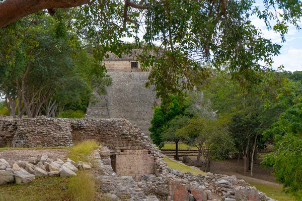 Fragmento Gran Pirámide Uxmal Una Antigua Ciudad Maya Del Período — Foto de Stock