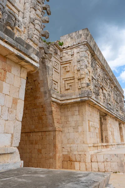 Fragment Governor Palace Nunnery Quadrangle Uxmal Ancient Maya City Classical — Stock Photo, Image