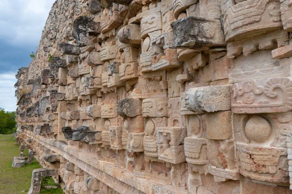 Símbolos Tradicionais Maias Fragmento Palácio Das Máscaras Cocô Codz Sítio — Fotografia de Stock