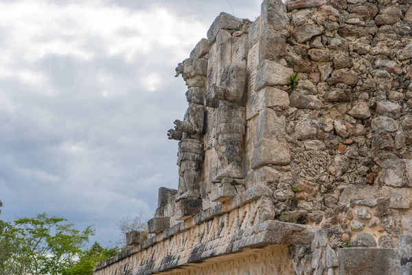Sculpture of the warrior. Fragment of palace of the Masks (Codz Poop) in Kabah Mayan archaeological site. Yucatan. Mexico.