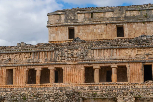 Fragmento Grande Palácio Sítio Arqueológico Sayil Maya Yucatan México — Fotografia de Stock