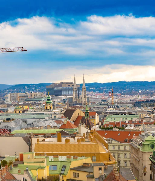 Panorama Cidade Viena Catedral Santo Estêvão Stephansdom Parte Central Capital — Fotografia de Stock