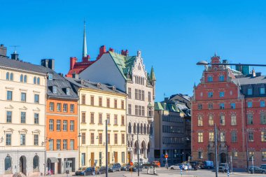 Stockholm 'de bir sokak. İsveç 'in eski başkenti (gamla stan). 