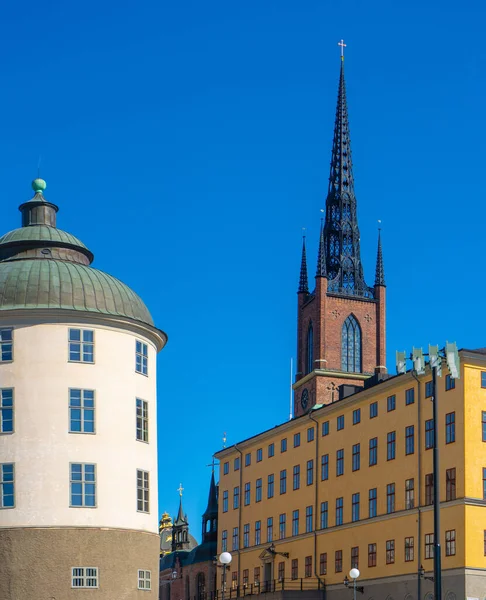 Uitzicht Met Riddarholm Kerk Riddarholmskyrkan Oude Stad Stockholm Foto Van — Stockfoto