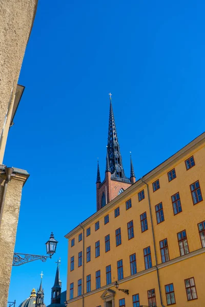 Vue Avec Église Riddarholm Riddarholmskyrkan Vieille Ville Stockholm Photo Architecture — Photo