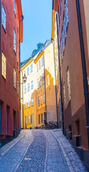 Calle Estrecha Estocolmo Casco Antiguo Gamla Stan Capital Sueca Foto — Foto de Stock
