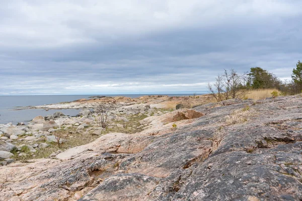 Orilla Rocosa Del Mar Báltico Ostersjon Foto Naturaleza Escandinava Costa —  Fotos de Stock