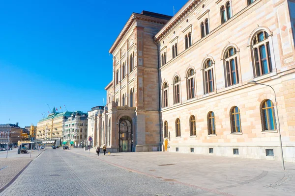 Rue Près Musée National Stockholm Photo Quartier Central Capitale Suédoise — Photo